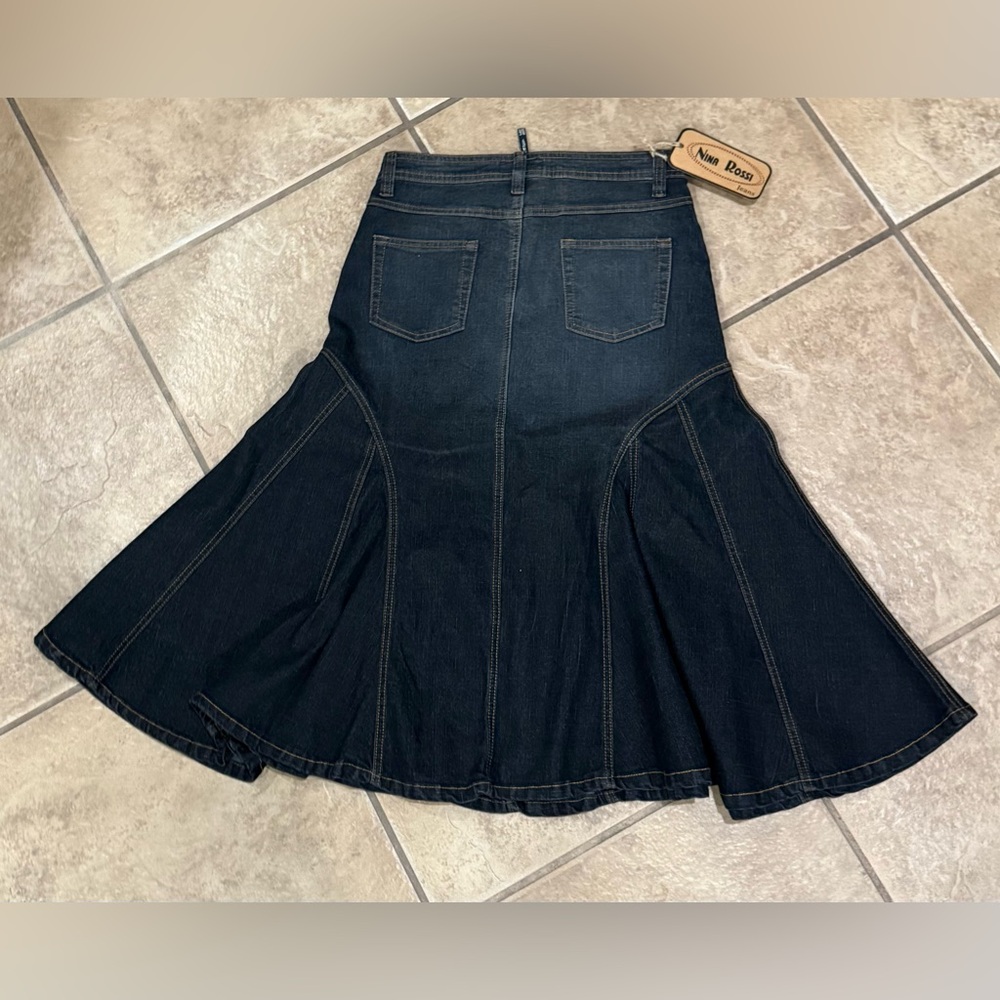 Nina Rossi Denim Flare skirt. NWT - Picture 3 of 5